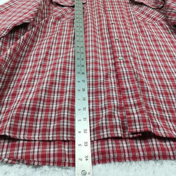 Fox Fire Mens Shirt Button Down Western Pearl Snaps Red Plaid Long Sleeve Big 3X - Picture 7 of 11